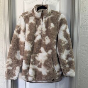 LIV Life Integrity Earth Tan/Cream Sherpa Zip Pullover Size L-